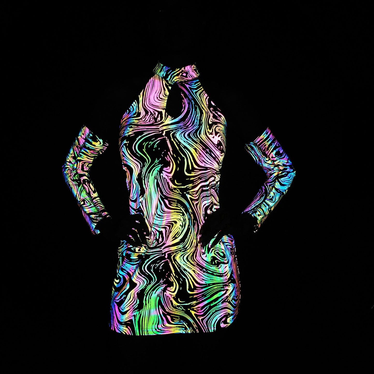 Hollow-out Halter Colorful Reflective Dress European And American