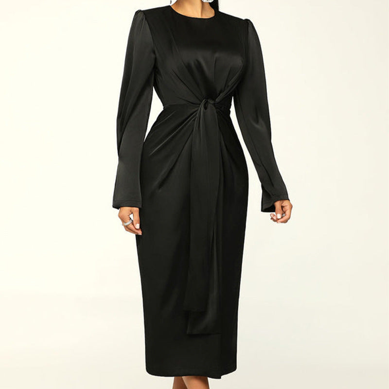 Women's Fashion Temperament Round-neck Long-sleeved Dress