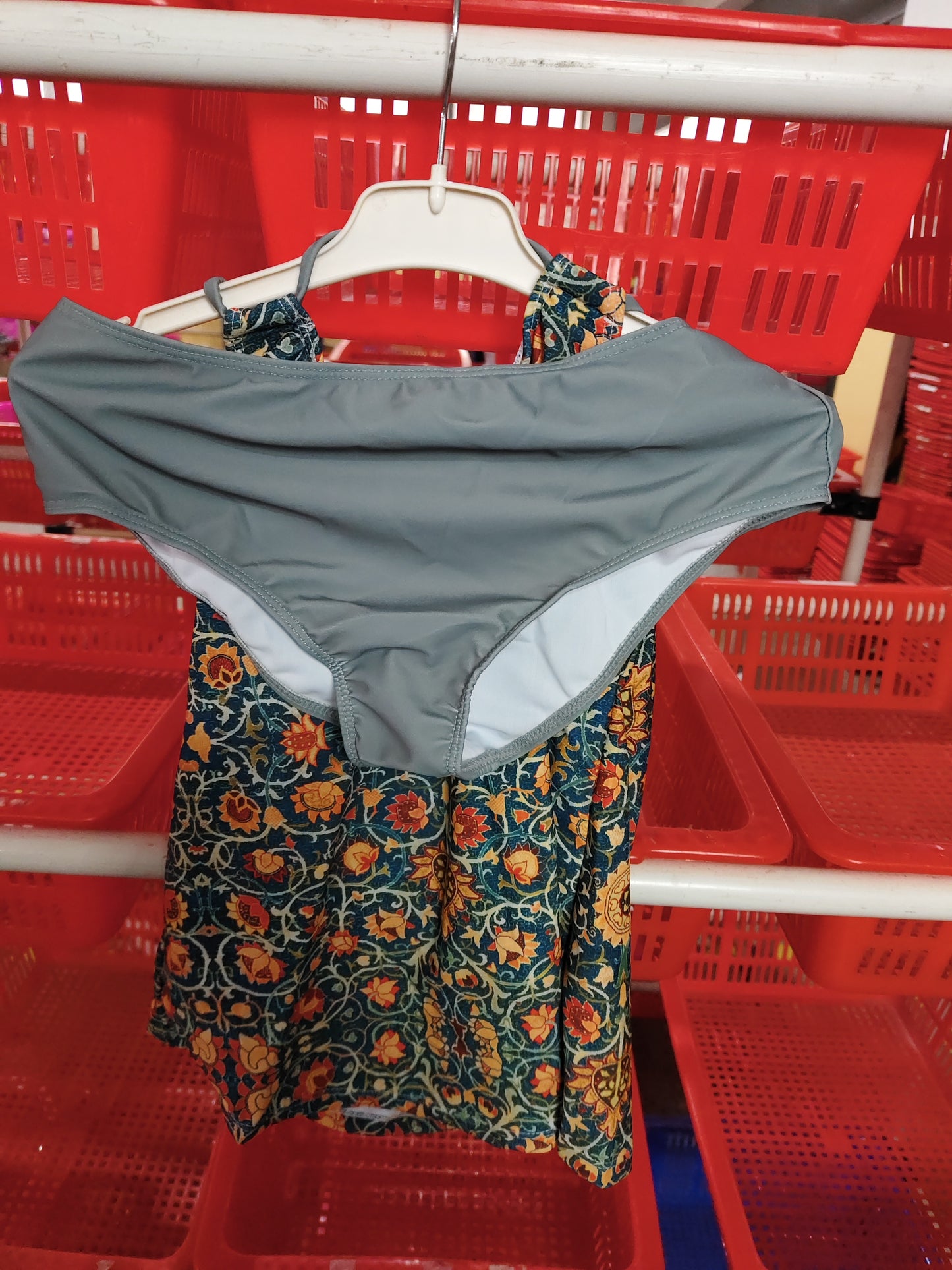 Vintage Printed Split High Waist Conservative Swimwear