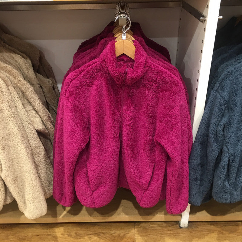 Coral Fleece Cardigan Stand Collar Jacket Warm Coat