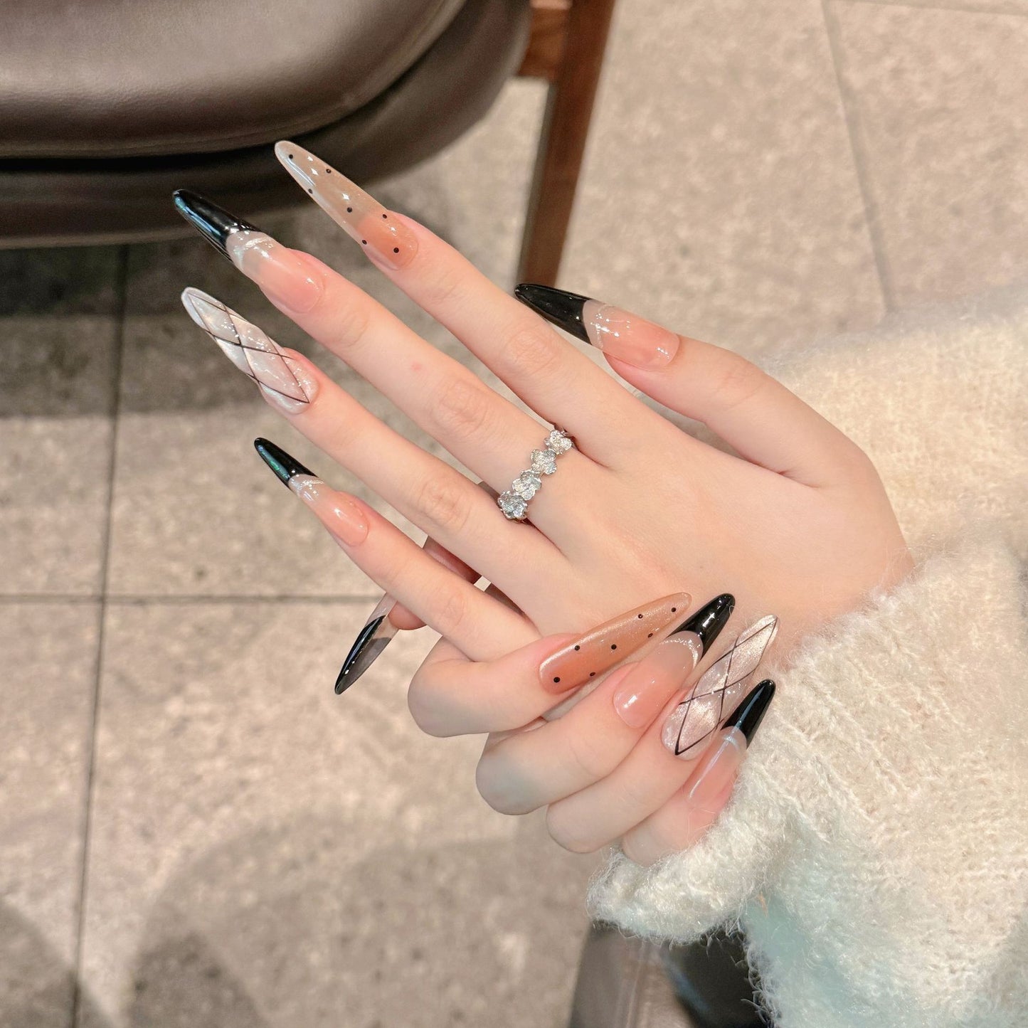 French Black Edge Classic Style Handmade Wearable Manicure