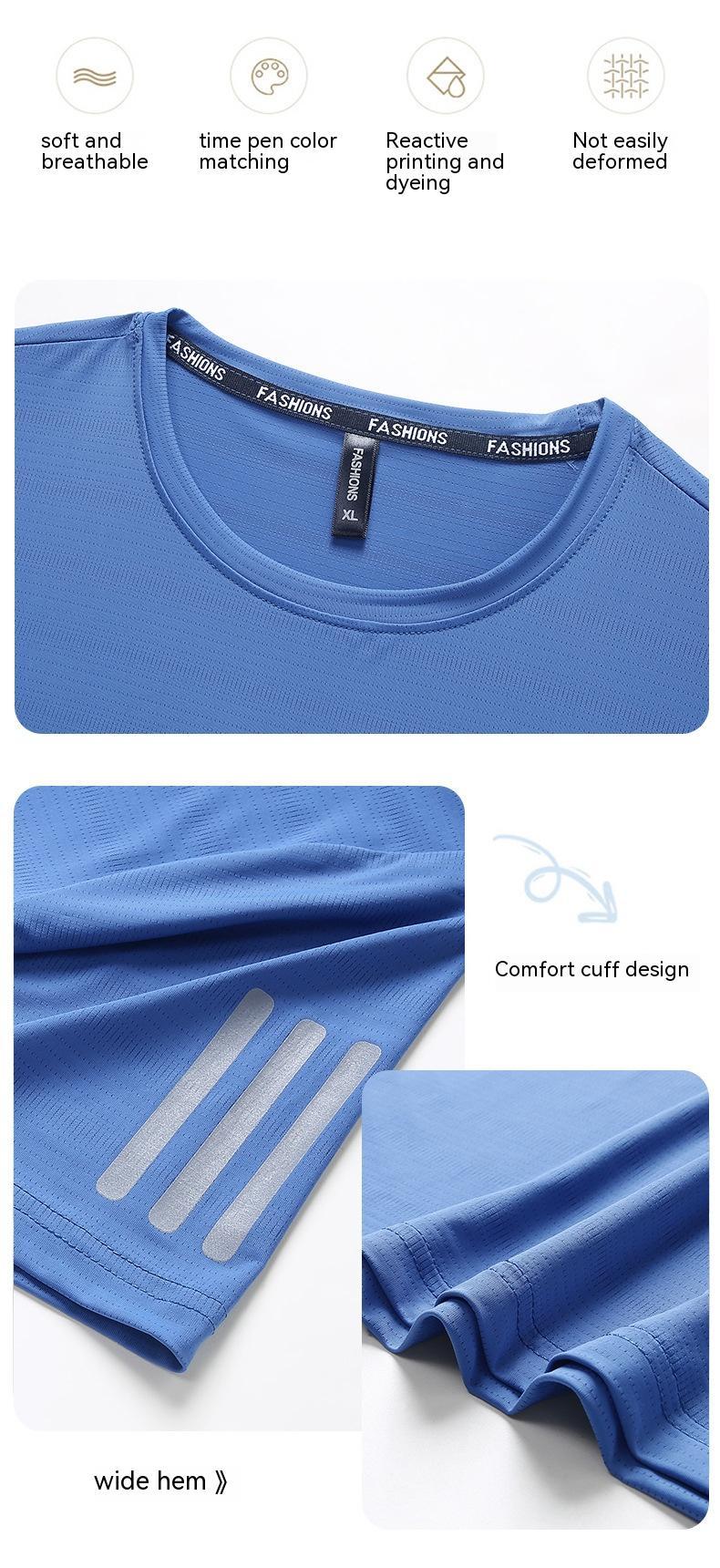 Large Size Ice Silk Short Sleeve T-shirt Quick Drying Clothes Summer Thin