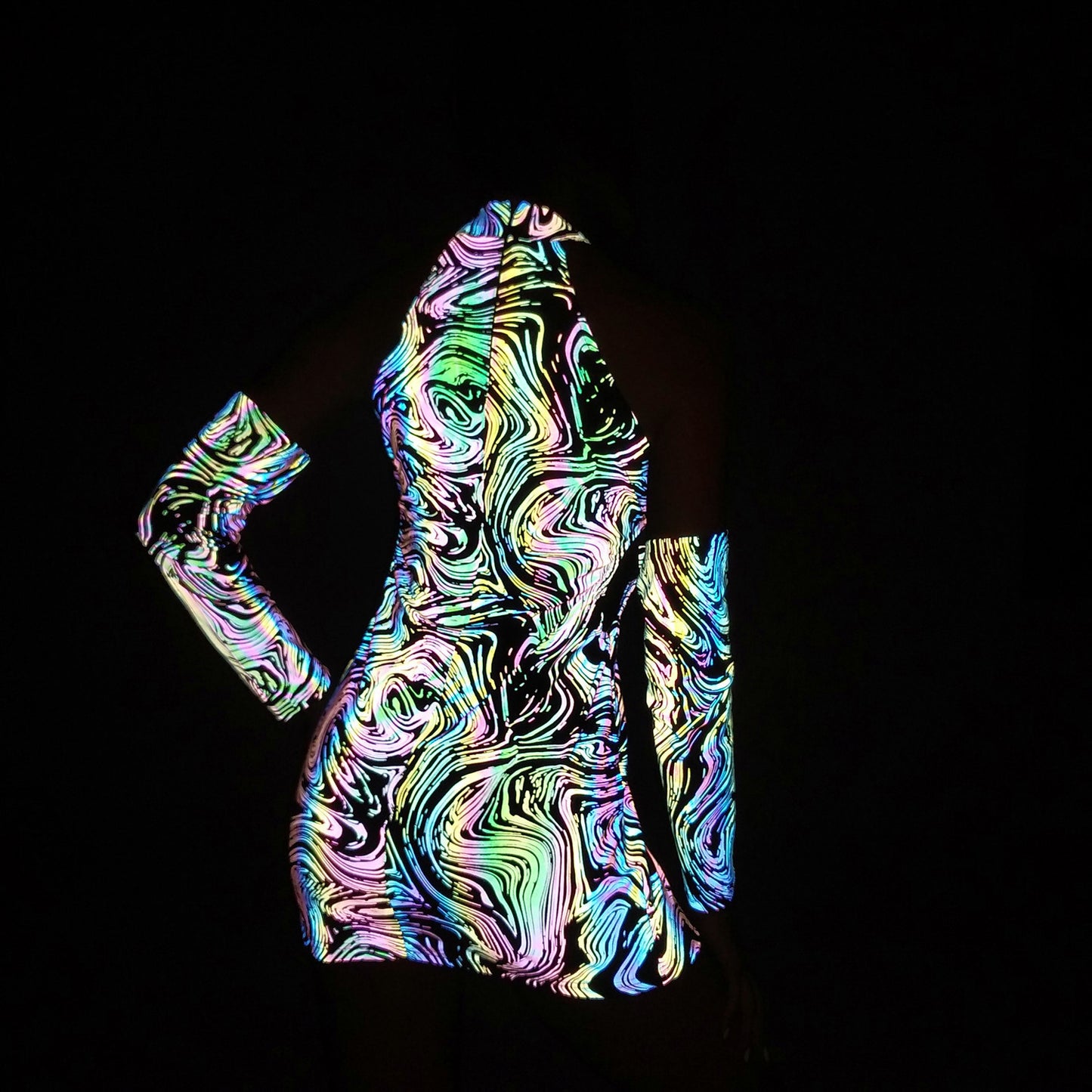 Hollow-out Halter Colorful Reflective Dress European And American