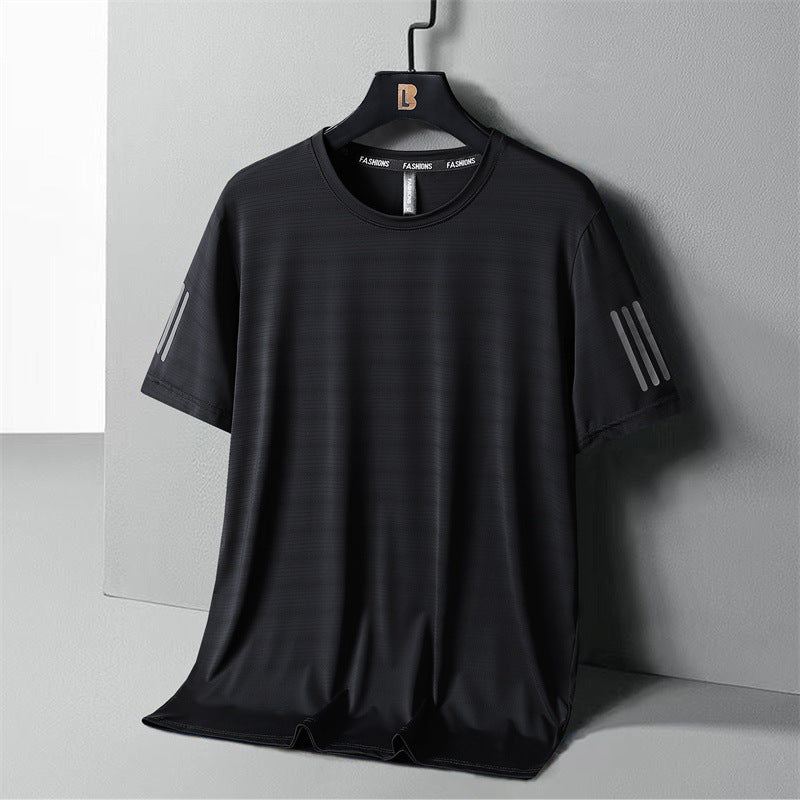 Large Size Ice Silk Short Sleeve T-shirt Quick Drying Clothes Summer Thin