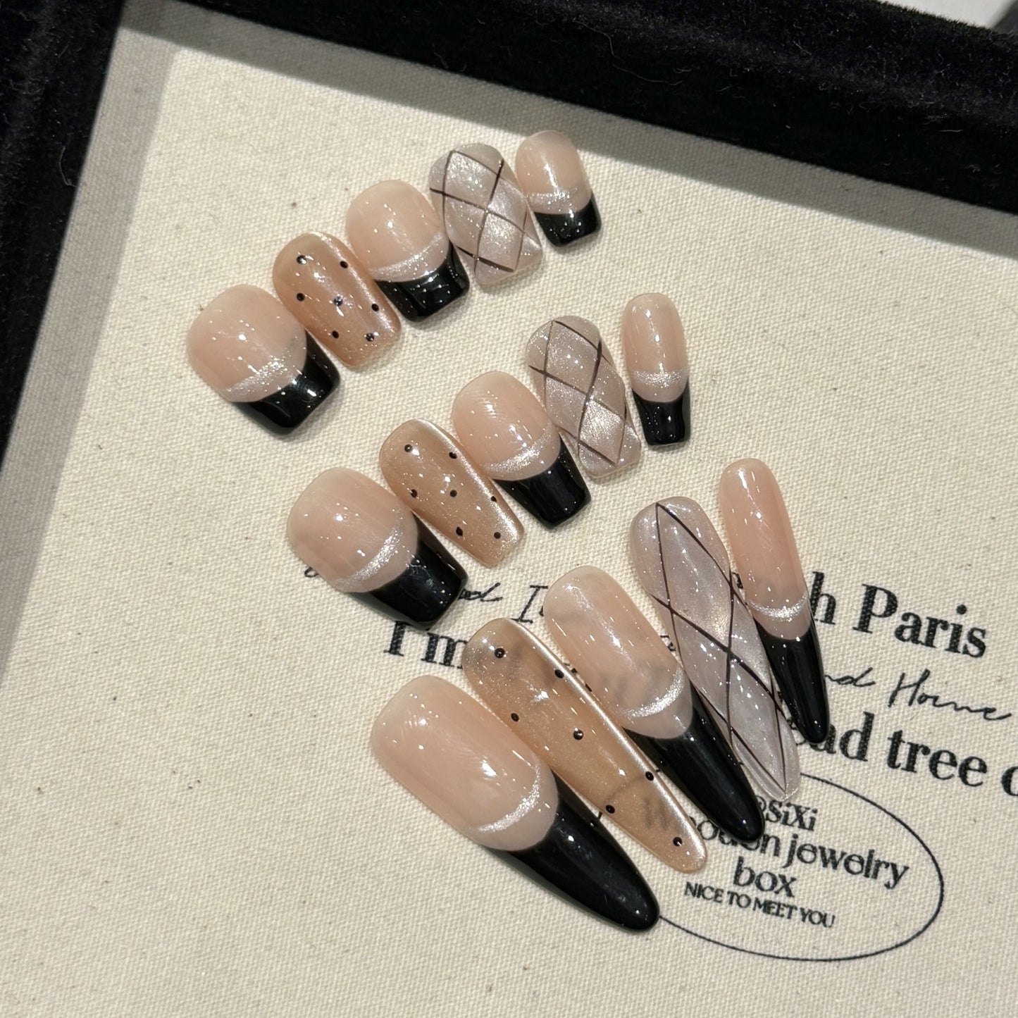 French Black Edge Classic Style Handmade Wearable Manicure