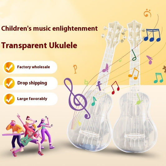21-inch Transparent Plastic Ukulele Four-string Small Guitar Beginner Musical Instrument