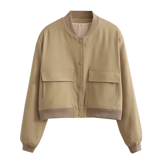 Women Fashion With Pockets Bomber Jacket.