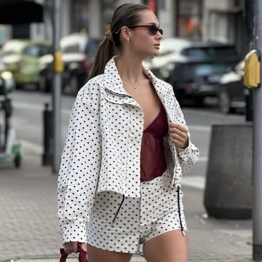 HXAO Polka Dot Bomber Jacket Women's Jackets 2025