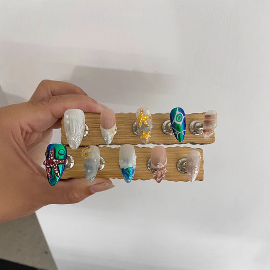 Hand-painted Happy Underwater World White Advanced Long Manicure