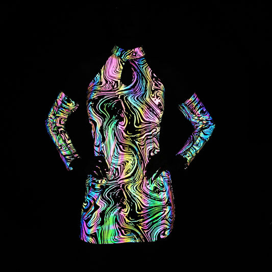Hollow-out Halter Colorful Reflective Dress European And American