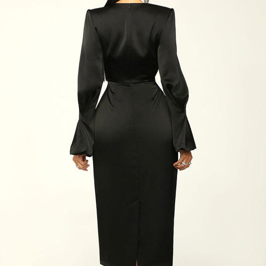 Women's Fashion Temperament Round-neck Long-sleeved Dress