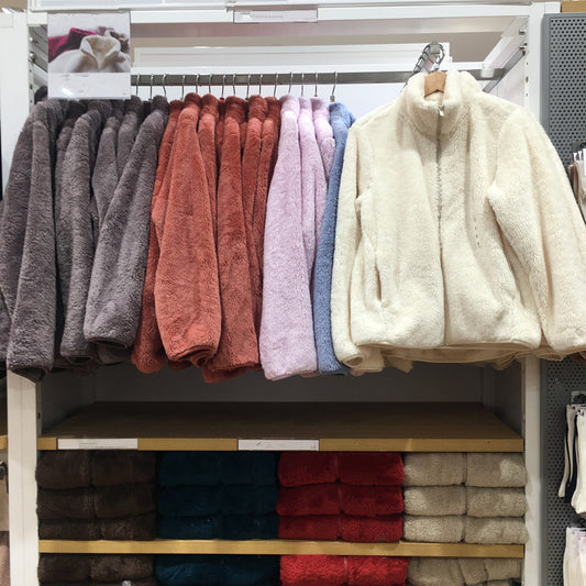 Coral Fleece Cardigan Stand Collar Jacket Warm Coat